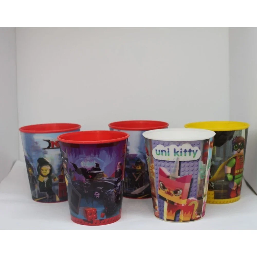 McDonald’s Lego Movie Holographic Cups 2013 Lot of 5 Ninjago, Batman, Uni kitty